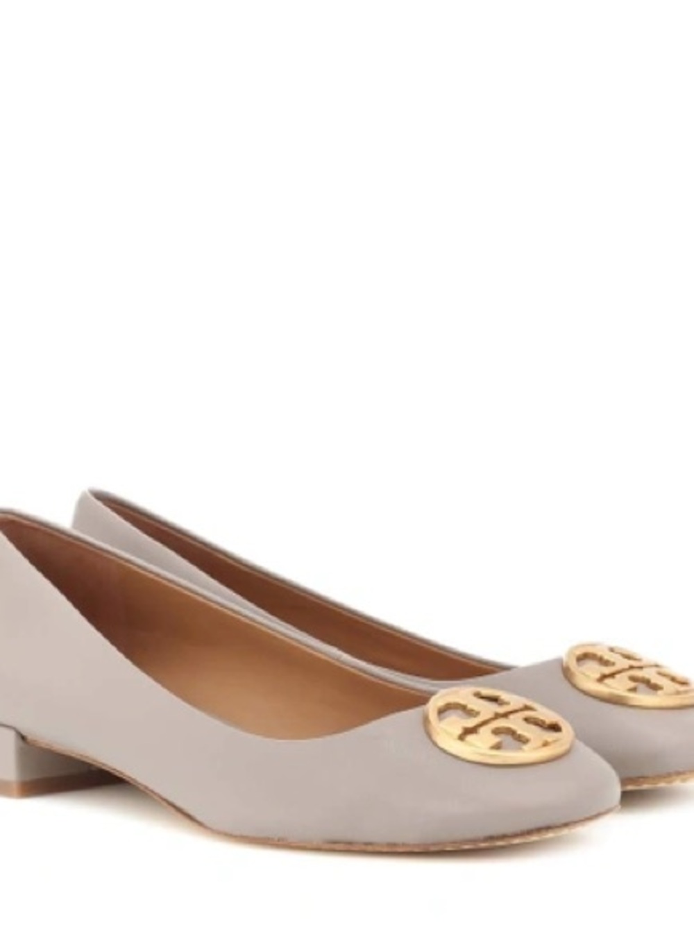 Tory Burch Chelsea Heeled Leather Taupe Leather Ballet Flats